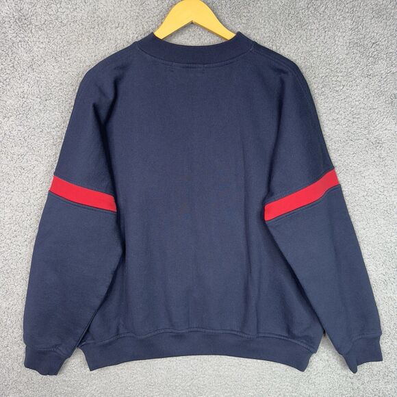 VTG 80s Surpiqûre Sweatshirt Navy Red Geometric Men’s L / Women’s XL Oversized - Picture 7 of 12